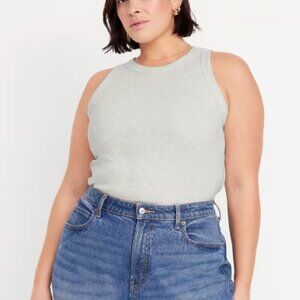 NEW Old Navy Rib Knit Tank Top Heathered Grey Plus Size 2X